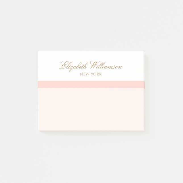 Name Blush Pink White Post-it Notes (Front)