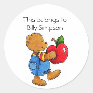 Name book plates classic round sticker