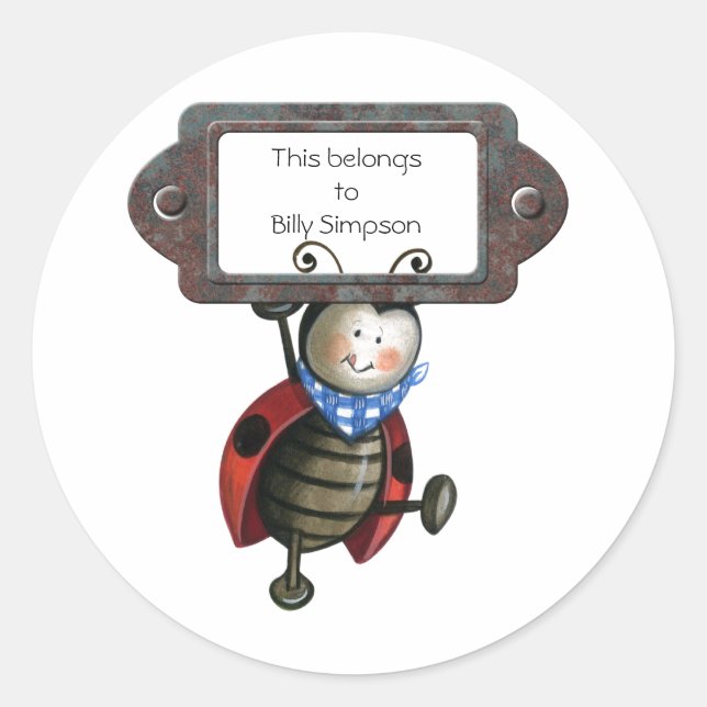 Name book plates classic round sticker (Front)