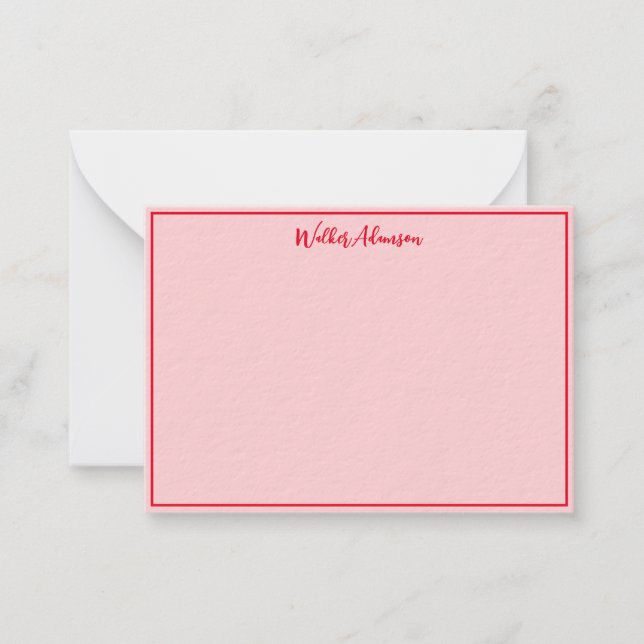Name, Border & Classic  Tartan Scottish Plaid Red Card (Front)