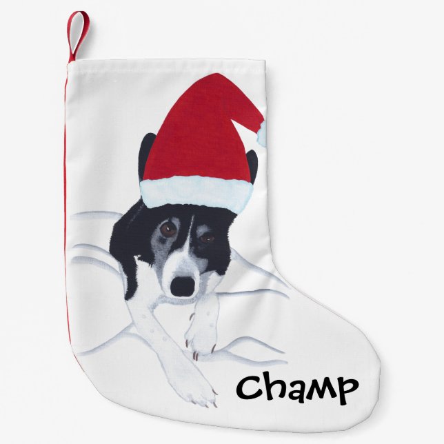 Name Border Collie Santa Dog Christmas Stocking (Front)