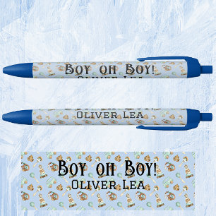 Name, Boy oh Boy, Baby Shower Favours Black Ink Pen