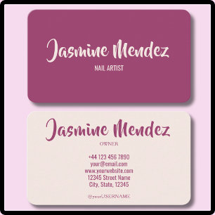 Name Burgundy Champagne Nail Artist Manicurie Business Card