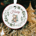 Name Burgundy Cute Teddy Christmas Tree  Ornament<br><div class="desc">Personalise this Burgundy Cute Teddy Christmas Tree Decoration by adding the name of a loved one. A great way to celebrate a special memory with a meaningful keepsake. Ideal for kids,  family and friends.</div>