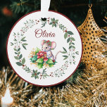 Name Burgundy Sweet Mouse Christmas Tree  Ornament<br><div class="desc">Personalise this Burgundy Cute Mouse Christmas Tree Decoration by adding the name of a loved one. A great way to celebrate a special memory with a meaningful keepsake.</div>