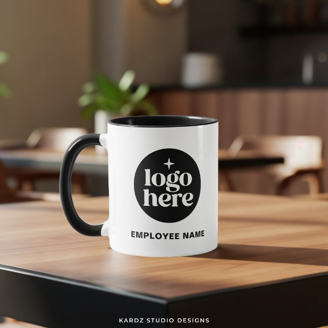 Name Business Branded Custom Logo Mug (11 oz. Combo Mug is shown. Personalize with logo and text and choose color and style.)