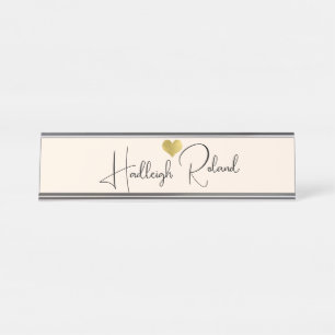 Name Calligraphy Monogram Heart Desk Name Plate