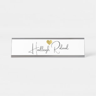 Name Calligraphy Monogram Heart Desk Name Plate
