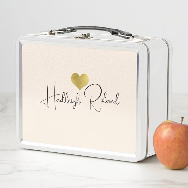Name Calligraphy Monogram Heart Metal Lunch Box (In Situ)