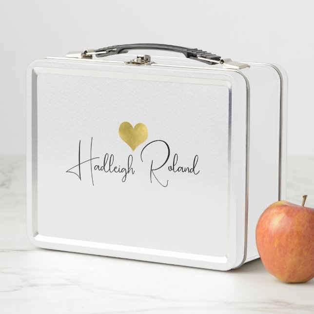 Name Calligraphy Monogram Heart Metal Lunch Box (In Situ)