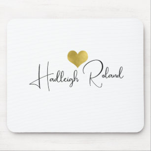Name Calligraphy Monogram Heart Mouse Mat