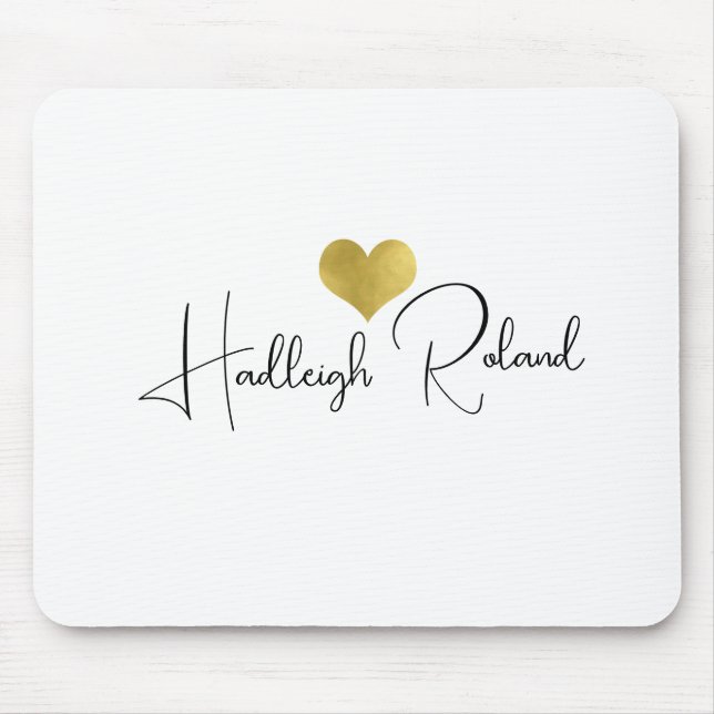 Name Calligraphy Monogram Heart Mouse Mat (Front)