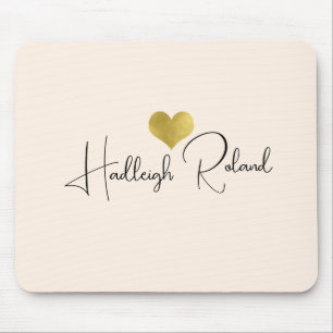 Name Calligraphy Monogram Heart Mouse Mat