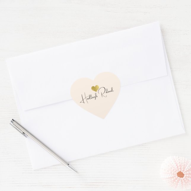 Name Calligraphy Monogram Heart Sticker (Envelope)