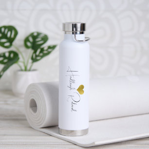 Name Calligraphy Monogram Heart Water Bottle