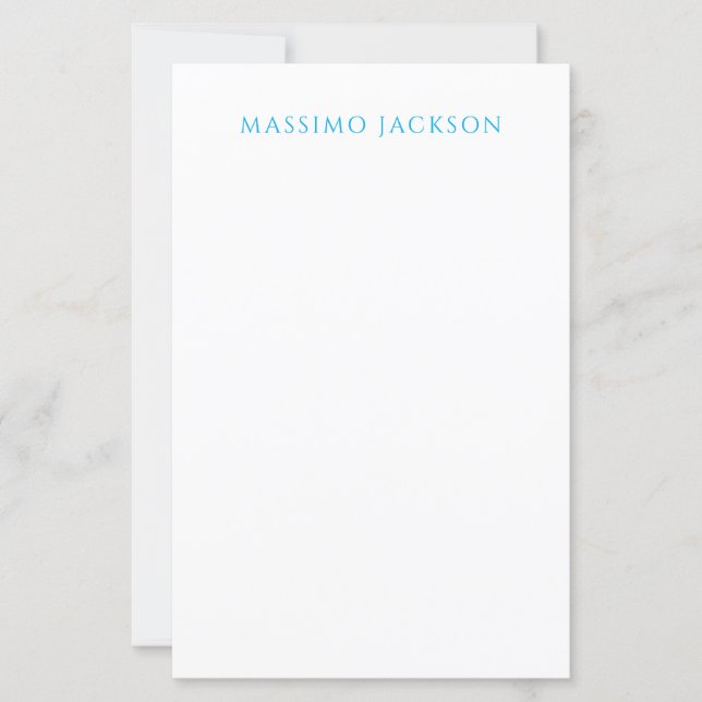 Name Calligraphy Plain Simple White Blue Paper (Front)