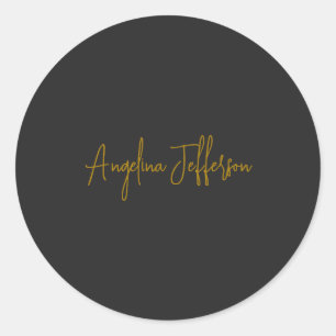 Name Calligraphy Professional Elegant Gold Color Classic Round Sticker