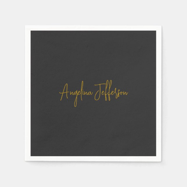 Name Calligraphy Professional Elegant Gold Colour Napkin (Front)
