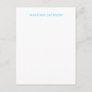 Name Calligraphy Script Plain Simple White Blue Enclosure Card