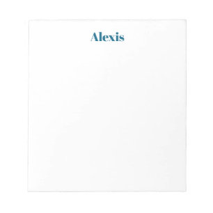 Name Calligraphy Script Plain Simple White Blue Notepad