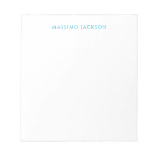 Name Calligraphy Script Plain Simple White Blue Notepad