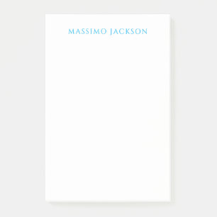 Name Calligraphy Script Plain Simple White Blue Post-it Notes