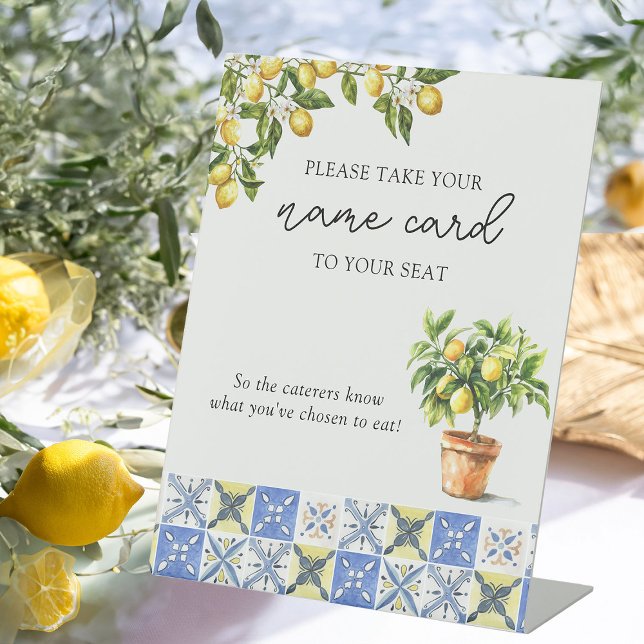 Name Card Seating Lemon Theme Wedding Sign (Escort seating name card sign from the Lemon Grove Wedding Collection by Darling & May)