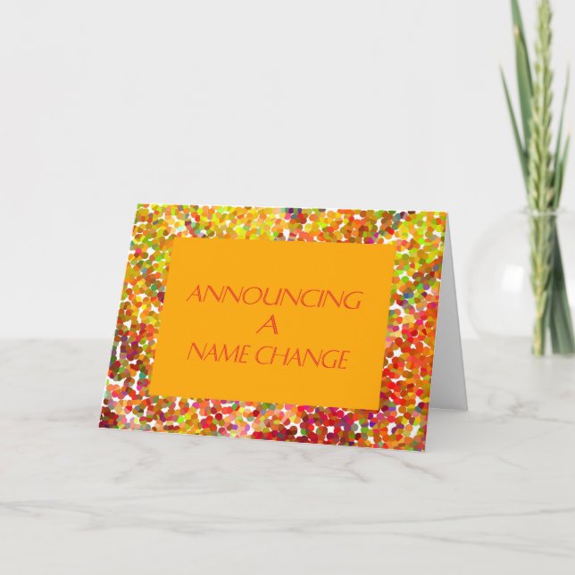 Name Change Card, Orange with Speckles Announcement (Front)