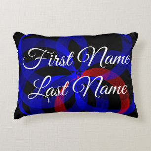 Name Change Red Revolving Geometric Accent Pillow