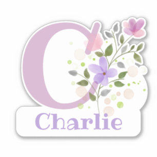 Name Charlie plus Initial with Floral Design