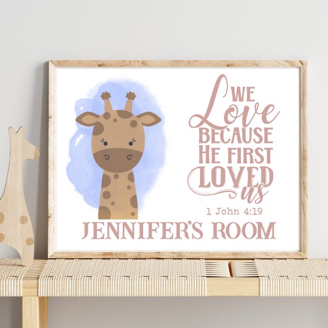 Name Christian Cute Baby Giraffe Bible Quote Poster (Creator Uploaded)