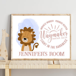 Name Christian Cute Baby Lion Bible Quote Poster