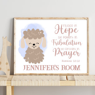 Name Christian Cute Baby Sheep Bible Quote Poster