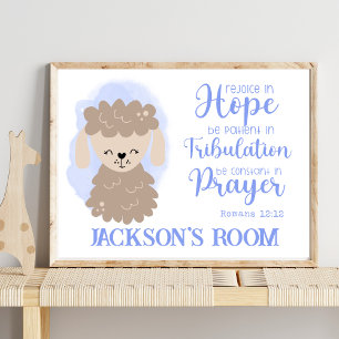 Name Christian Cute Baby Sheep Bible Quote Poster