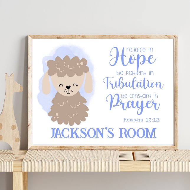 Name Christian Cute Baby Sheep Bible Quote Poster (Creator Uploaded)