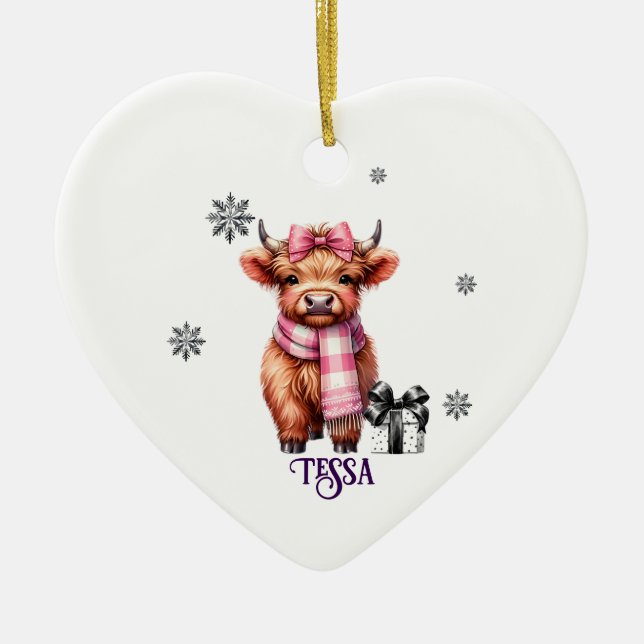Name Christmas Ornament Highland Cow (Front)