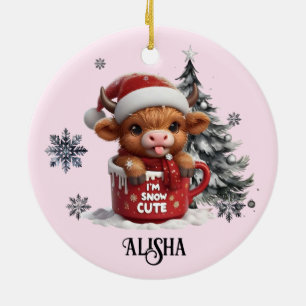 Name Christmas Ornament I'm snow cute Highland Cow