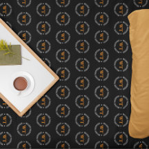 Name (circle monogram) stamped allover Black