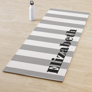 Name Classic grey and white vintage stripes Yoga Mat