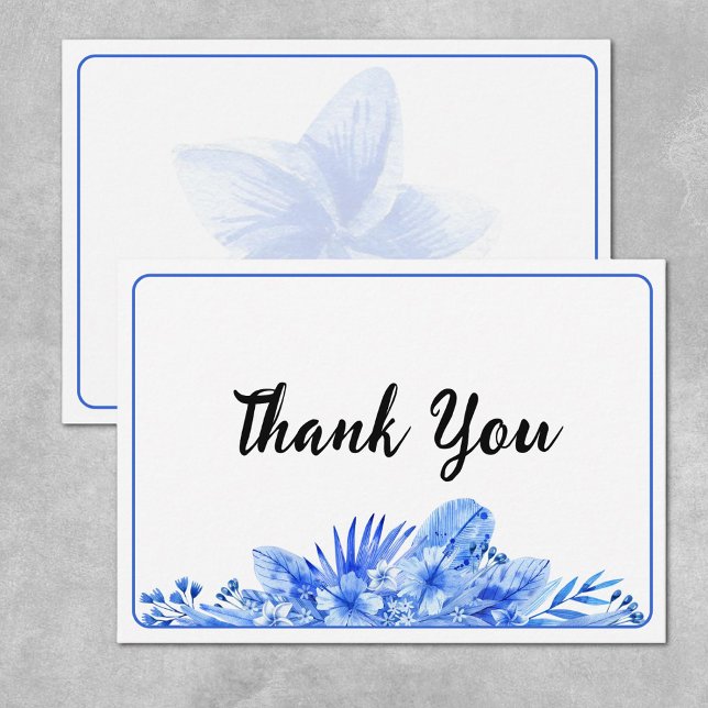 Name, Cobalt Blue Thank You Flat Note Card (Creator Uploaded)