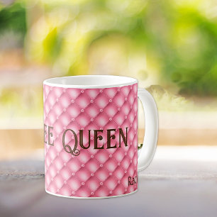 Name, Coffee Queen, Pink Tufted Coffee Mug