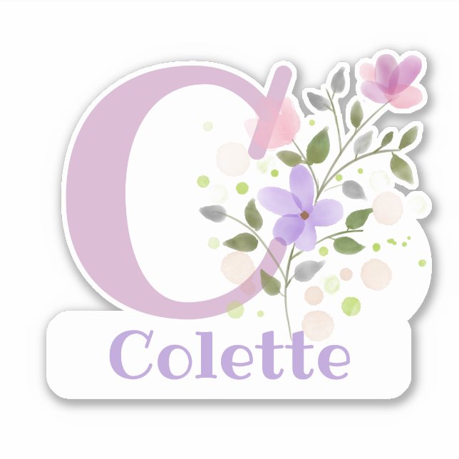 Name Colette & Initial with Floral Design (Front)