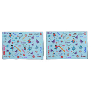 Name Collage 🎁 Amazing Bam Pow Superhero  Pillowcase