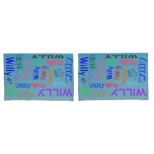 Name Collage 🎁 Amazing Word Cloud Fun Fab Blue Pillowcase