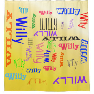 Name Collage Customisable Yellow Shower Curtain