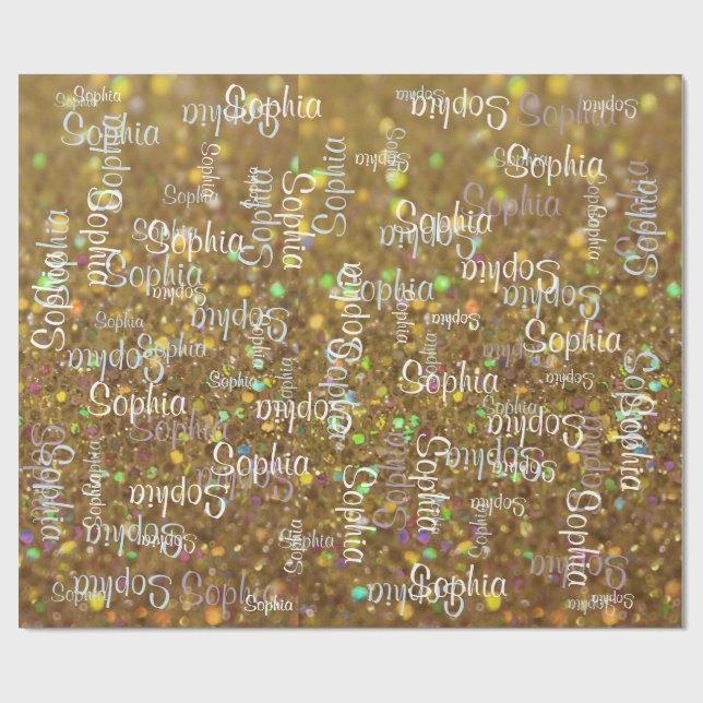 Name Collage Gift Template Wrapping Paper (Flat)