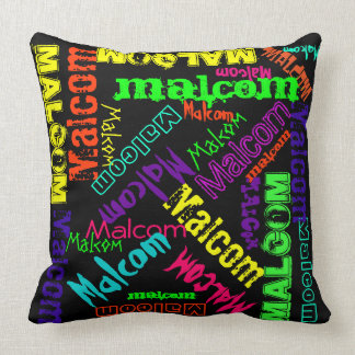 Name Collage Pillow Bright Neon Electric Colours