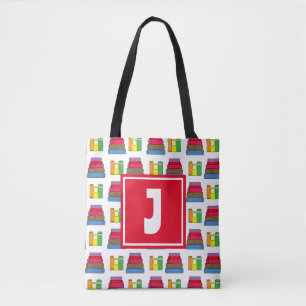 Name Colorful Book Pattern Tote Bag