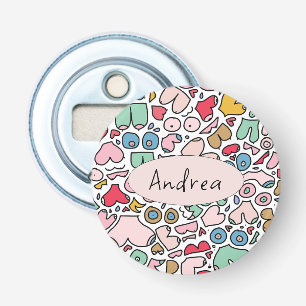 Name colorful breast pattern stone coaster bottle opener