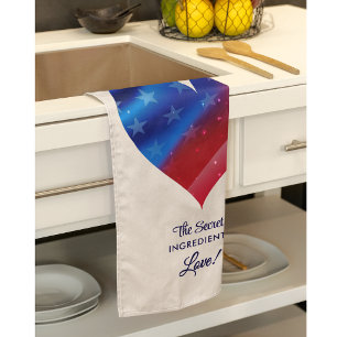 Name    Colorful Patriotic Pattern Heart and Quote Tea Towel